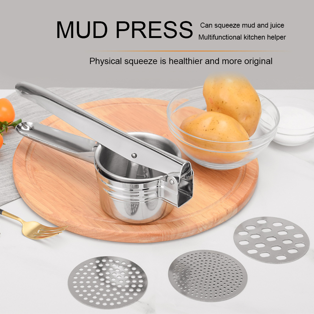 3 In 1 Stainless Steel Manual Fruit Juicer Hand Press Exprimidor Pomegranate Grape Juice Squeezer Potato Masher Ricer Maker Tool