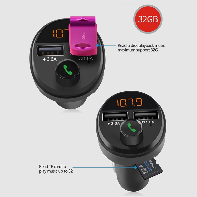 Langaton handsfree auto bluetooth 5.0 kit fm lähetin auto  mp3 pelaaja 3.6a nopea lataus dual usb laturi tuki tf -kortti  z2