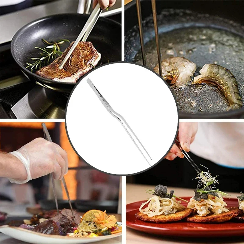 Pince à épiler de cuisine en acier inoxydable, ustensile de barbecue, pince à nourriture, pince de chef de bar, portable pour pique-nique, cuisson, 3 pièces, 1 pièce