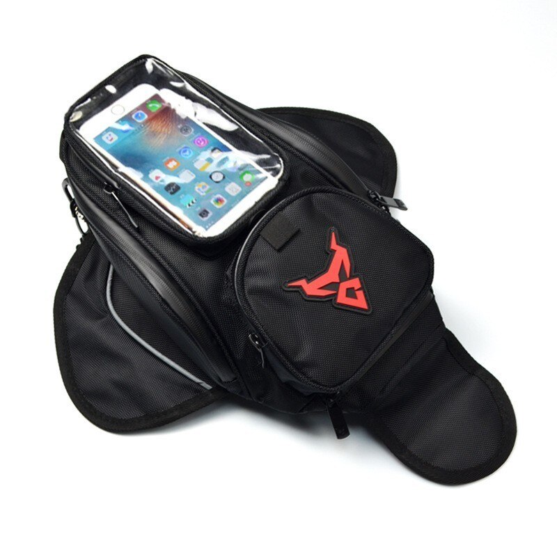 Motorcykel magnetisk tank taske vandtæt motorcykel sadeltaske skuldertaske rygsæk bagage telefon taskeholder til iphone xiaomi: Rødt mærke