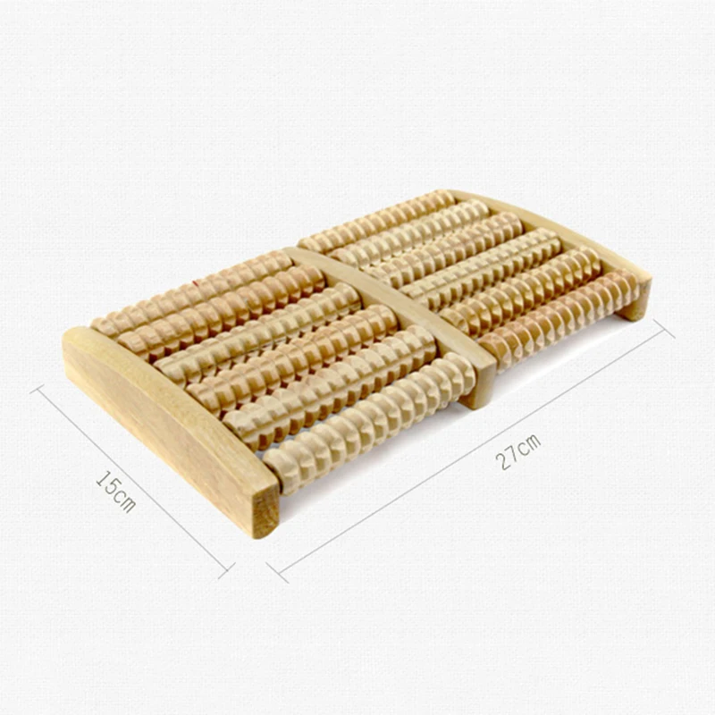 Masajeador de pies de madera de 6 filas, rodillo Shiatsu para aliviar el dolor y el estrés, rodillo masajeador para el cuidado de los pies, terapia de salud, herramienta de masaje relajante