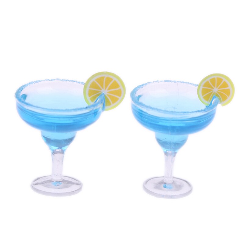 Mini 2 Stuks Hars Cocktail Cup Simulatie Drank Glas Model Speelgoed Poppenhuis Decoratie Schaal 1/12 Poppenhuis Miniatuur Accessoires