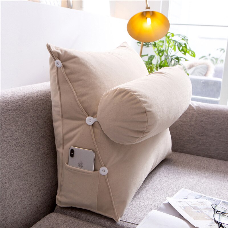 Comfort Driehoek Bed Lezen Kussen Grote Grote Sofa Bed Bed Lendensteun Kussen Rugleuning Rugleuning Pijnbestrijding Kussen: Champagne