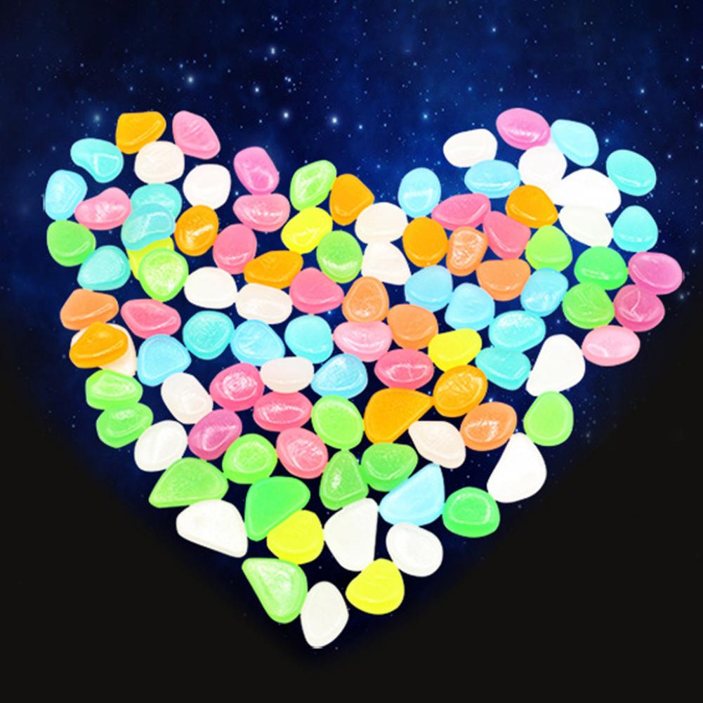 200Pcs Glow Rocks Geometric Shape Glow in Dark Multi-Color Flower Pots Color Stones for Walkways