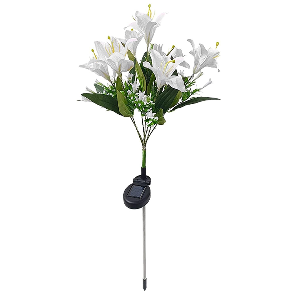 Lily Flower Solar Outdoor Light Ip65 Waterproof Solar Powered for Garden Pathway Landscape Lights Courtyard Yard Decoration: moon blue