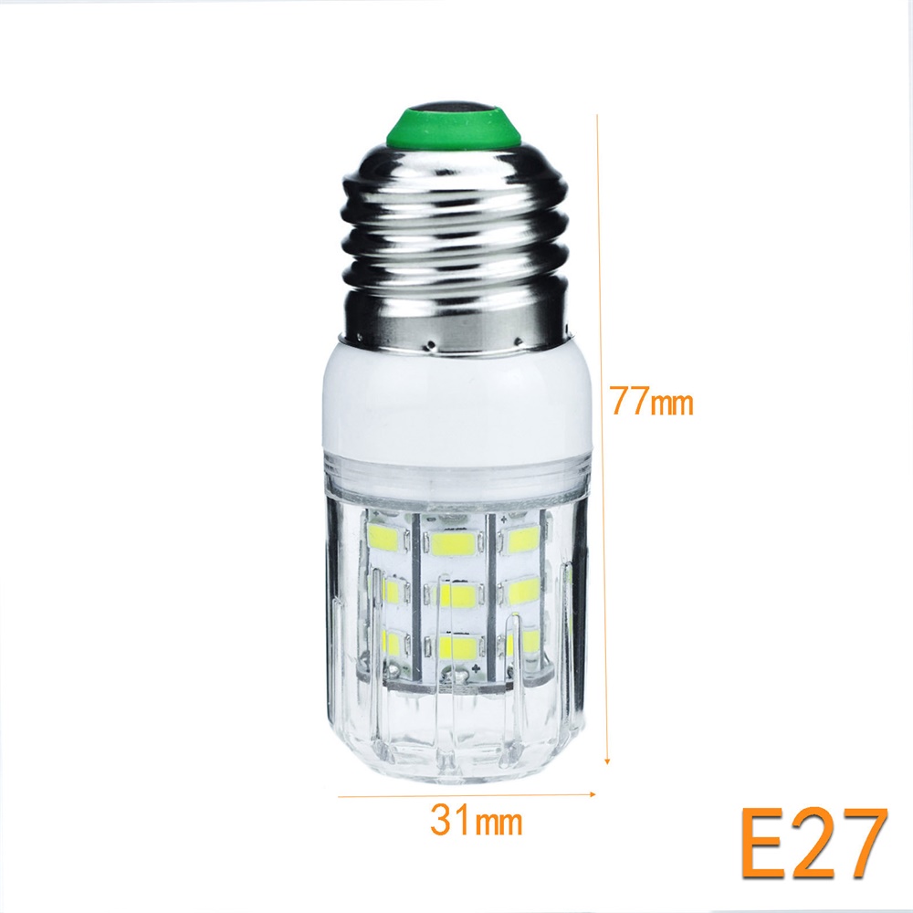 DC 12V 24V E27 G9 GU10 bombillas LED de maíz E26 E12 E14 B22 focos 7W 27LEDs lámparas de mesa brillantes para el hogar iluminación interior: Rojo / Azul / 2 unidades