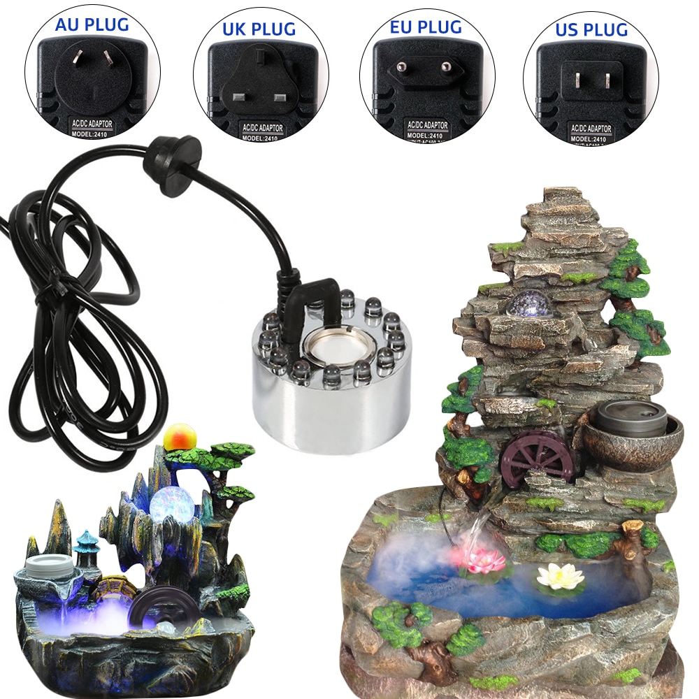 Aquarium Mist Maker LED Aquarium Sprayer Fogger Atomizer Water Fountain Pond Atomizer Aquarium Fish Tank Decoration Supplies D30