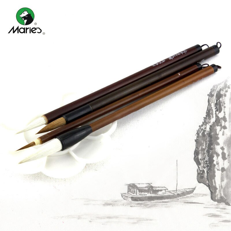 Marie&#39;s Wolf/Schapen Haar Kalligrafieborstel Chinese Schrijven Borstel 4 stks/set Schilderij Tekening Schrijven Borstel Praktijk Levert G1324