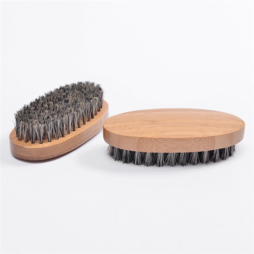 Jabalí Natural cepillo barba cerdas barba acabado funciona peine barbas y bigote para hombres bambú cara masaje barba cepillo