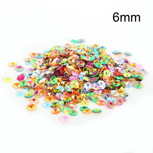 20g/- pack met 4/6/8/10mm bloemenpailletten voor knutselen, handwerken en naaien, decoratie, pvc-pailletten, fittingen, doe-het-zelfkledingaccessoires: Ca. 1400 stuks