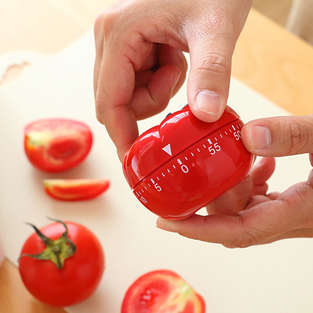 Temporizador de tomate duradero, cronómetro mecánico de cocina con forma de tomate, cuenta atrás, recordatorio, alarma, 1-60min