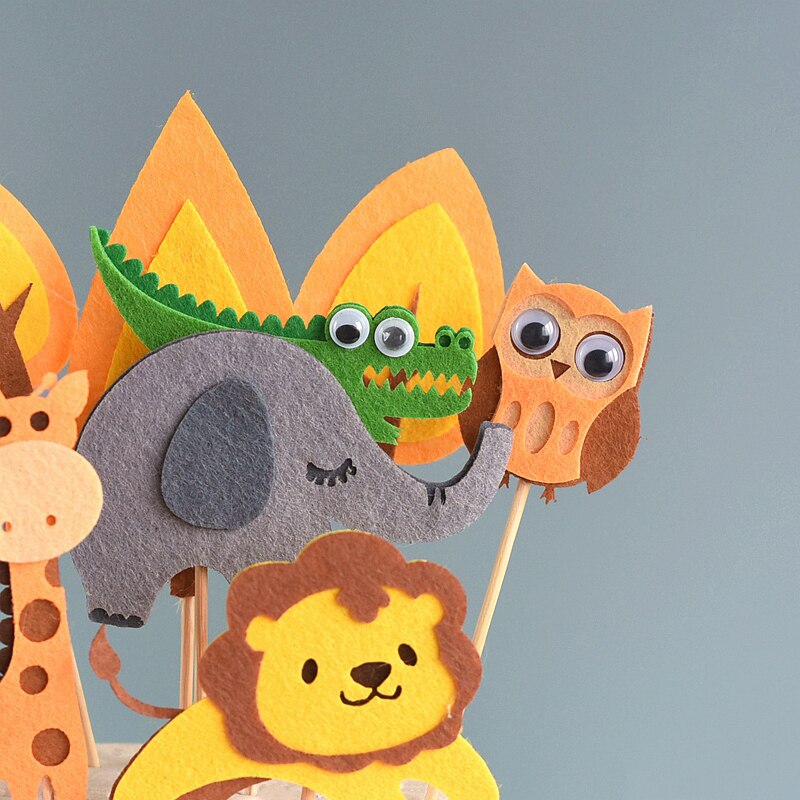Felt Cloth Tree Animal Cake topper for baby shower happy birthday cake topper Accessories Birthday baby Boy girl Party Supplies