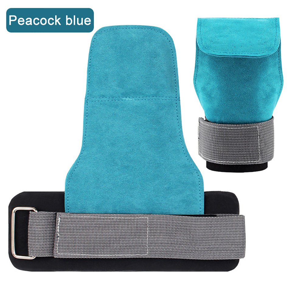 1Pcs Koeienhuid Gym Handschoenen Anti-Slip Gewicht Power Riem Lifting Pads Deadlift Riem Workout Crossfit Fitness Handschoenen Palm bescherming: green
