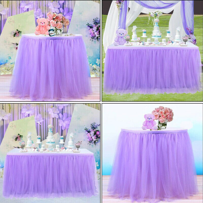 Falda de mesa de tul con tutú de Color liso para boda, decoración de mesa de , accesorios de manteles textiles suaves para el hogar