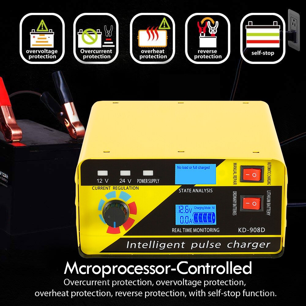 High-power car battery charger DC 12V24V car charger full intelligent universal repair lead-acid batteries