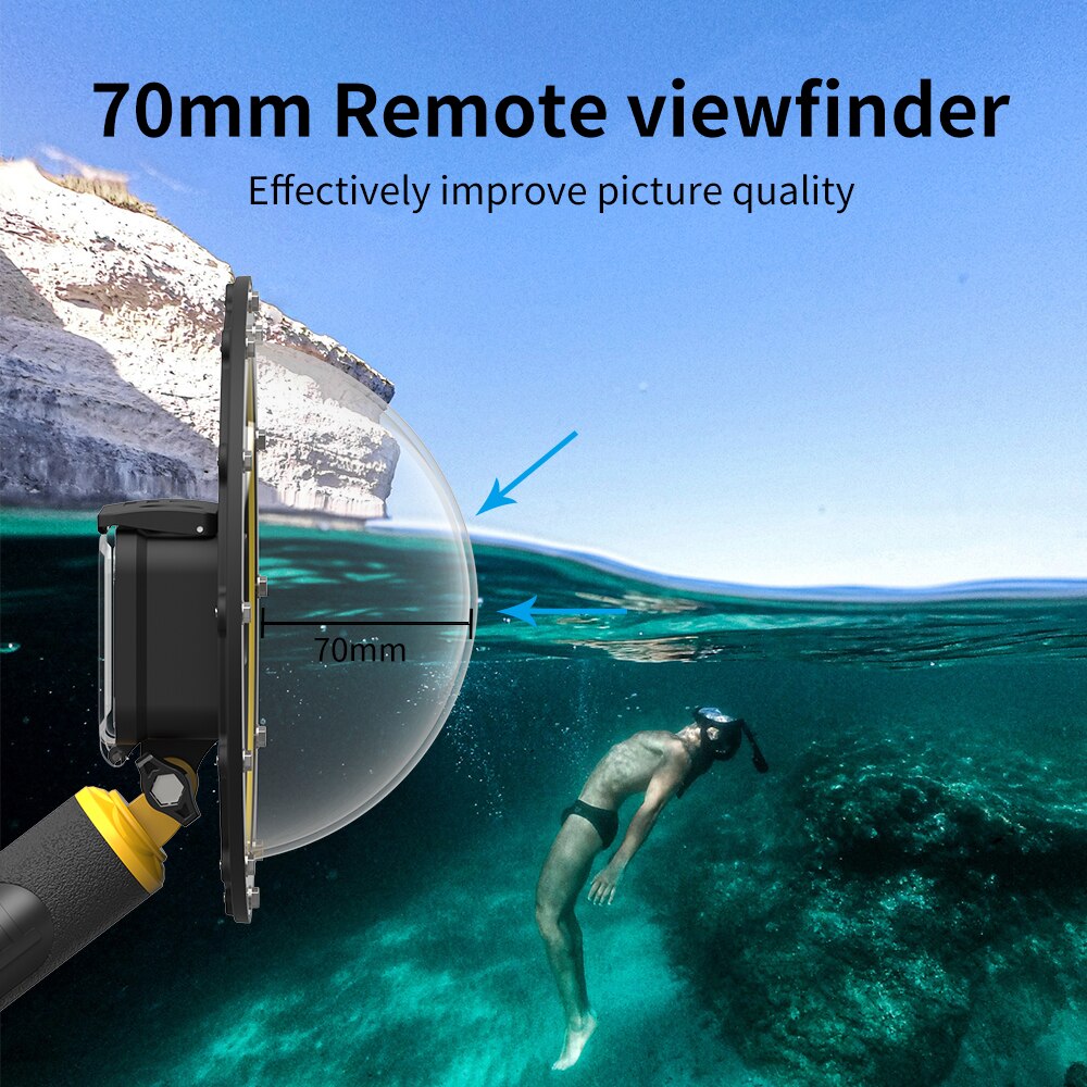 6 ''dôme Port 30M boîtier étanche avec poignée flottante déclencheur pour GoPro Hero 9 noir couverture sous-marine