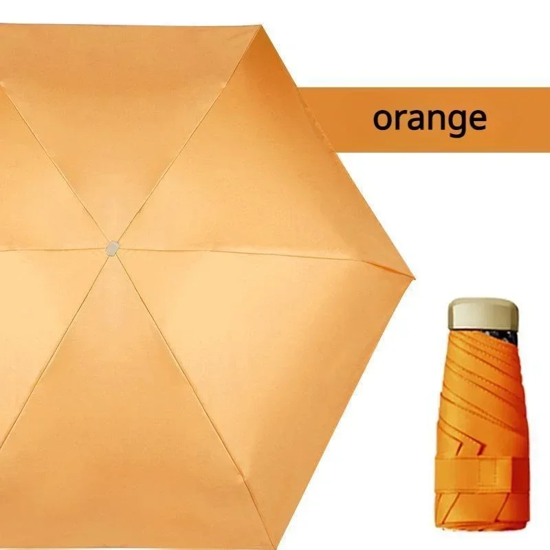 Anti-UV-Super-Mini-Tasche, kompakter Sonnenschirm, faltbar, regenfest, winddicht, Reise-Mini-Regenschirm: Orange