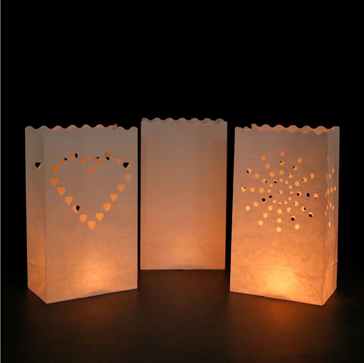 10Pcs Wedding Hart Waxinelichthouder Luminaria Papieren Lantaarn Kaars Zak Thuis Romantische Bruiloft Decoratie Benodigdheden