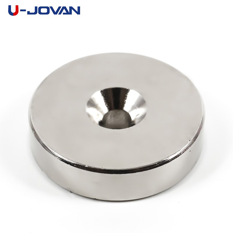 U-JOVAN 1 stks 40x10mm Gat: 6mm Super Sterke Ronde Krachtige Neodymium Magneten Verzonken Zeldzame Aarde magneet 40*10-6