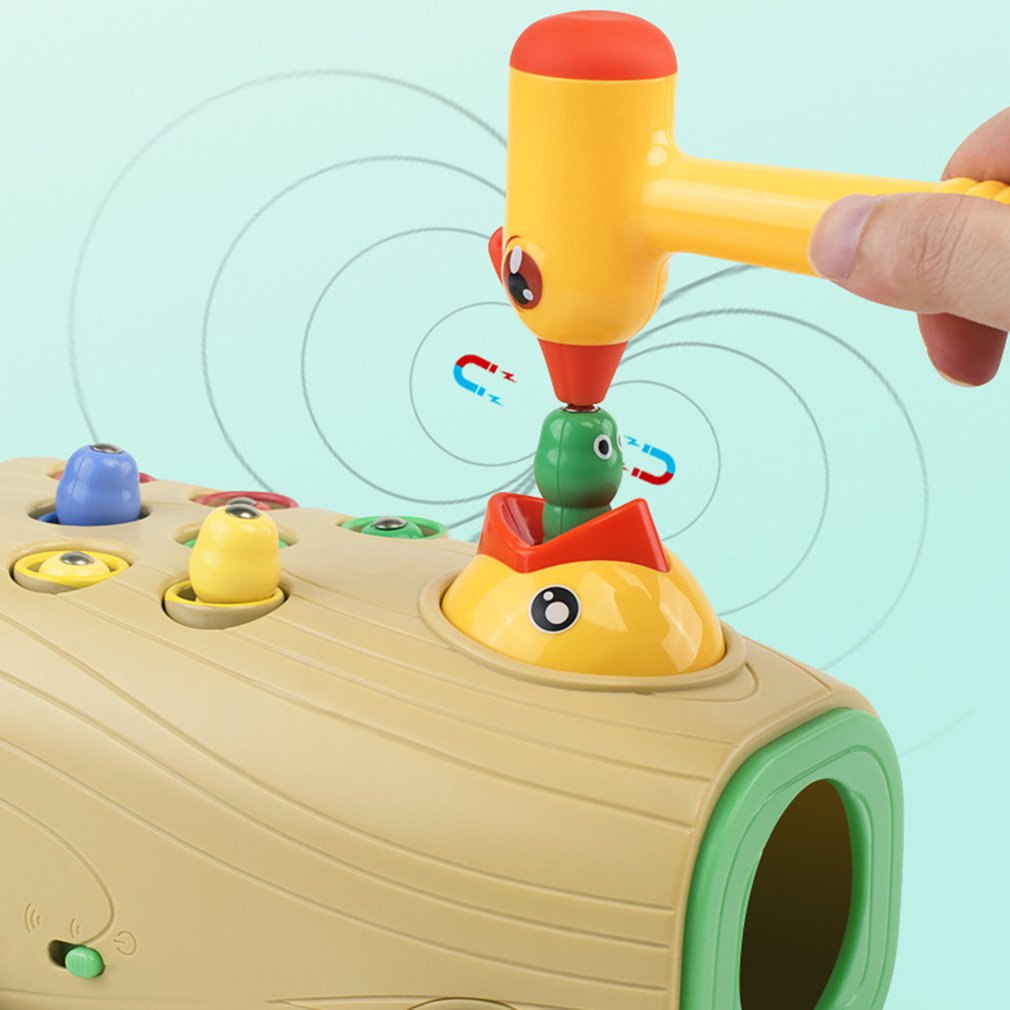 1 Set Woodpecker Bird Eating Worm Insects Toys Wooden Durable Magnetic Bird Eating Worm Toys for Children Christmas Kids