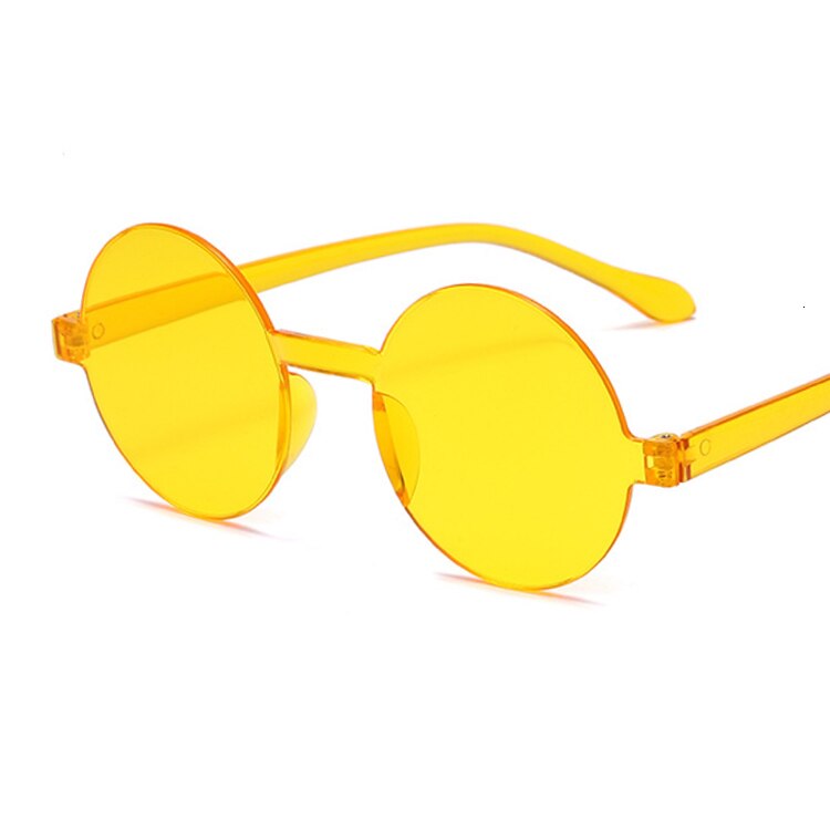 Gafas De Sol redondas y negras Vintage para mujer, De femeninos De anteojos De Sol, sin montura, De gelatina, De Color transparente con espejo: Orange