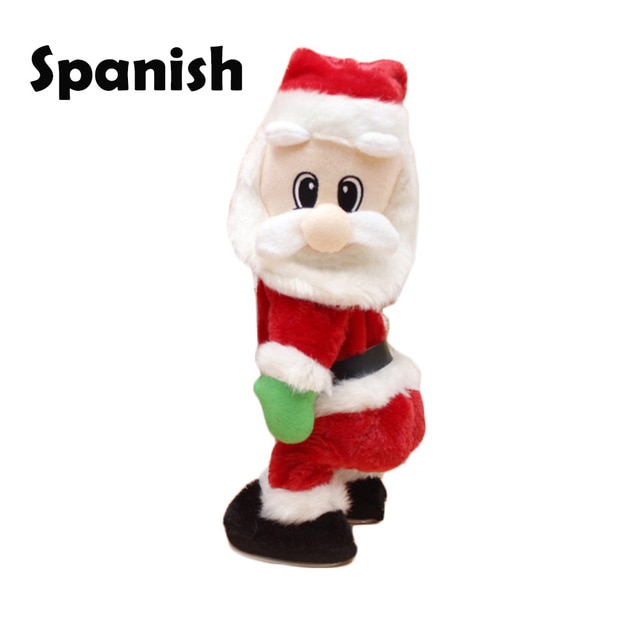 Christmas Dancing Electric Musical Toy Santa Claus Doll Singing Christmas Decoration Pendant Ornaments English Spanish: Spanish