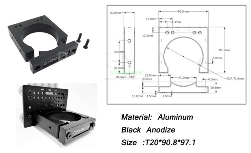 Openbuilds Router spindle mount kit 52mm 65mm 71mm 80mm diameter For Makita RT 0700C router CNC C-BEAM machine DIY parts