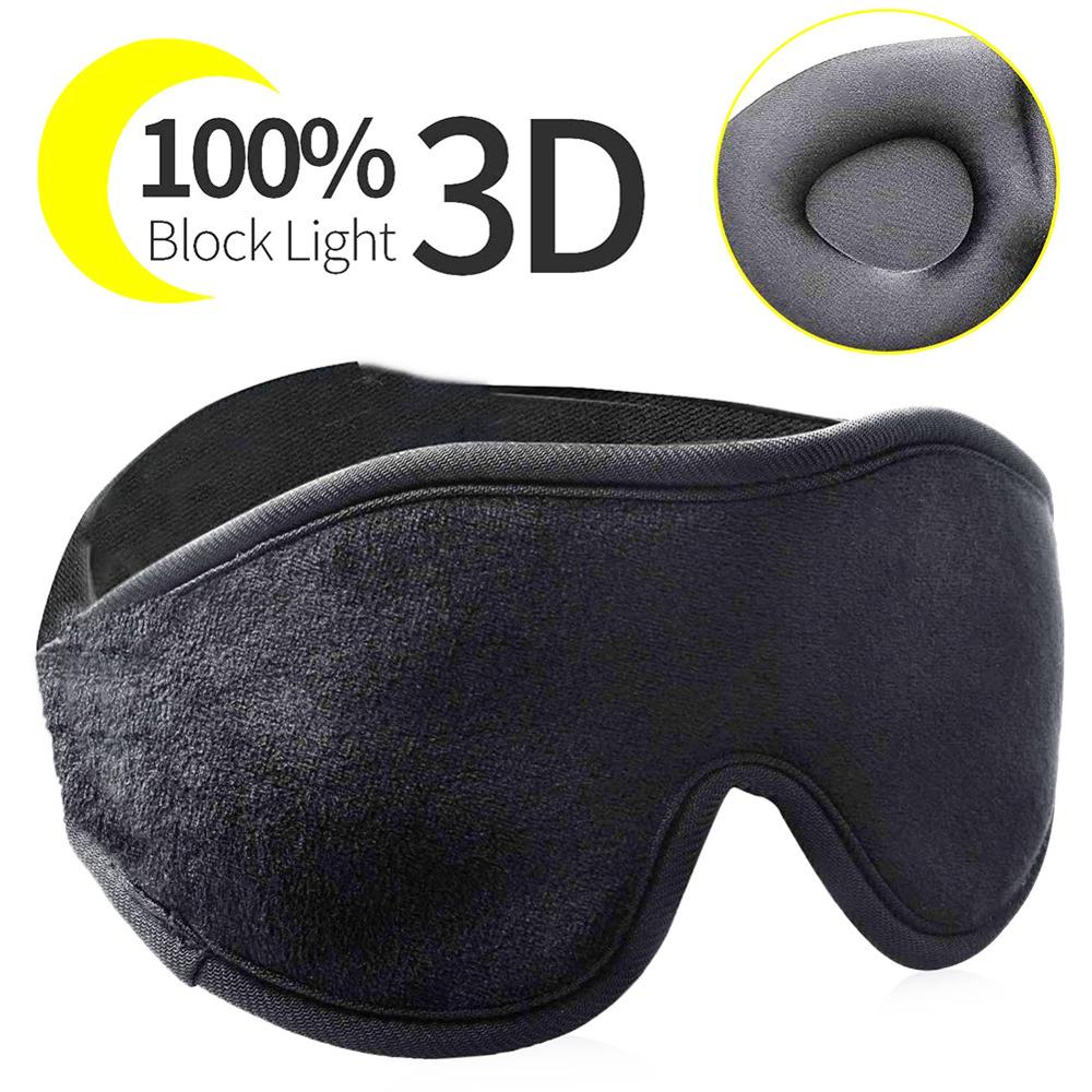 3d sovmask ögon bandage lock manta svart mjuk flanellett justerbar andningsbar ögonbindel huvudband ögonficka nattmask: Färg 5