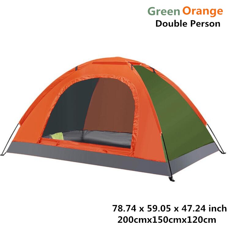 Tiendas de campaña al aire libre Camping impermeable portátil tienda de campaña anti-UV 2 Persona sombra de sol ultraligero tienda 200x120x110cm: GreenOrange-2 Person