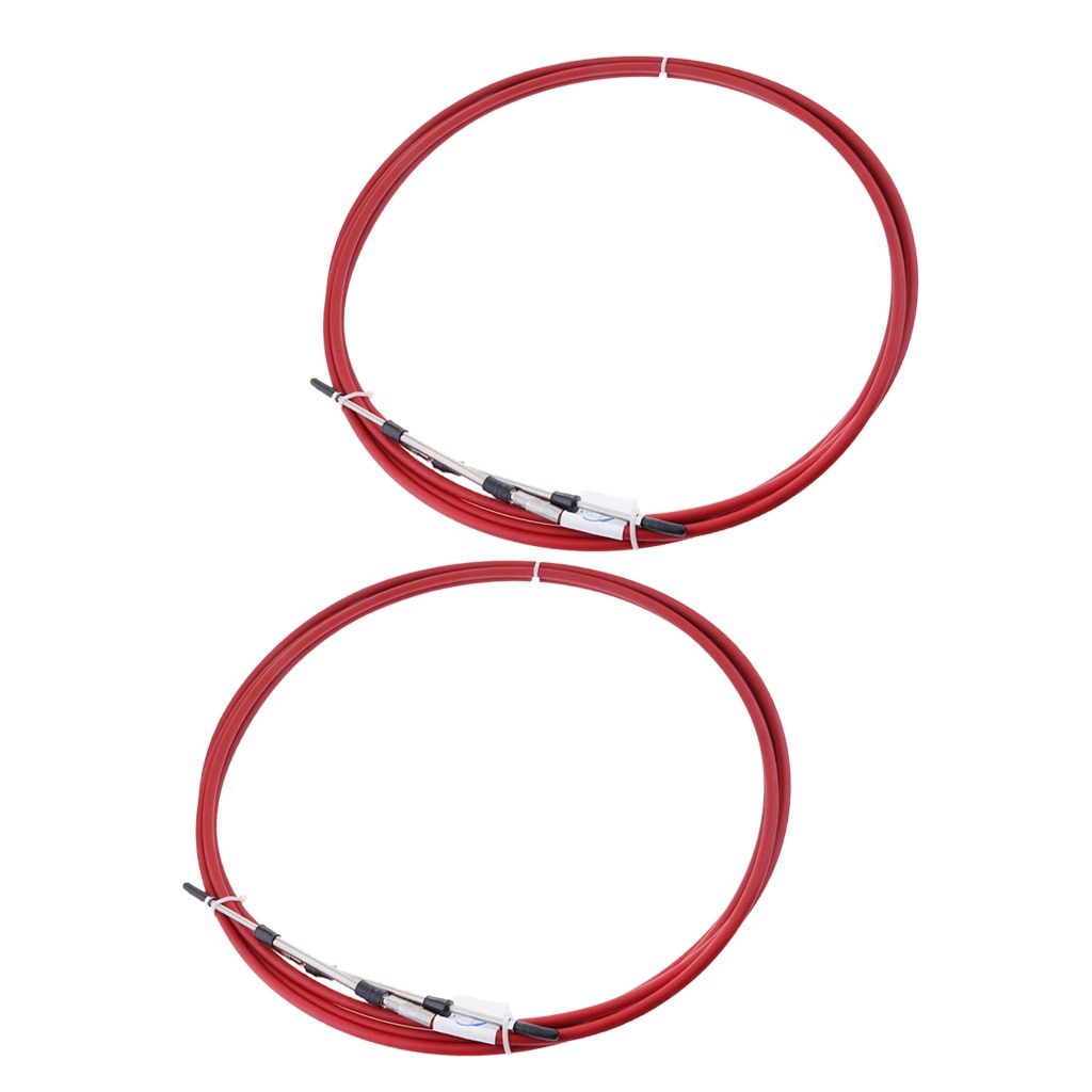 2pcs Red 8' Throttle Shift Control Cable for Boat Engine Inboard Throttle