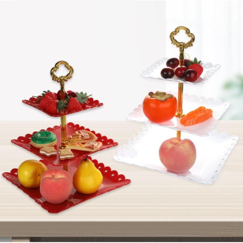 1Pc Fruit Lade Plastic Drie-Layer Afneembare Cake Dessert Zelfhulp Display Stand Fruit Lade Voor Thuis decoratie Wedding Party