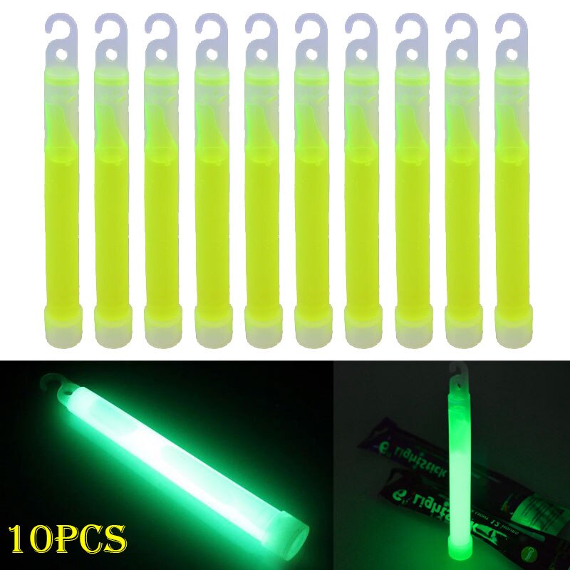 Barra luminosa de 6 pulgadas para productos químicos, barra de luz multicolor para decoración de emergencia, acampada, fiestas, clubes, suministros químicos fluorescentes, 10 unids/lote: Verde