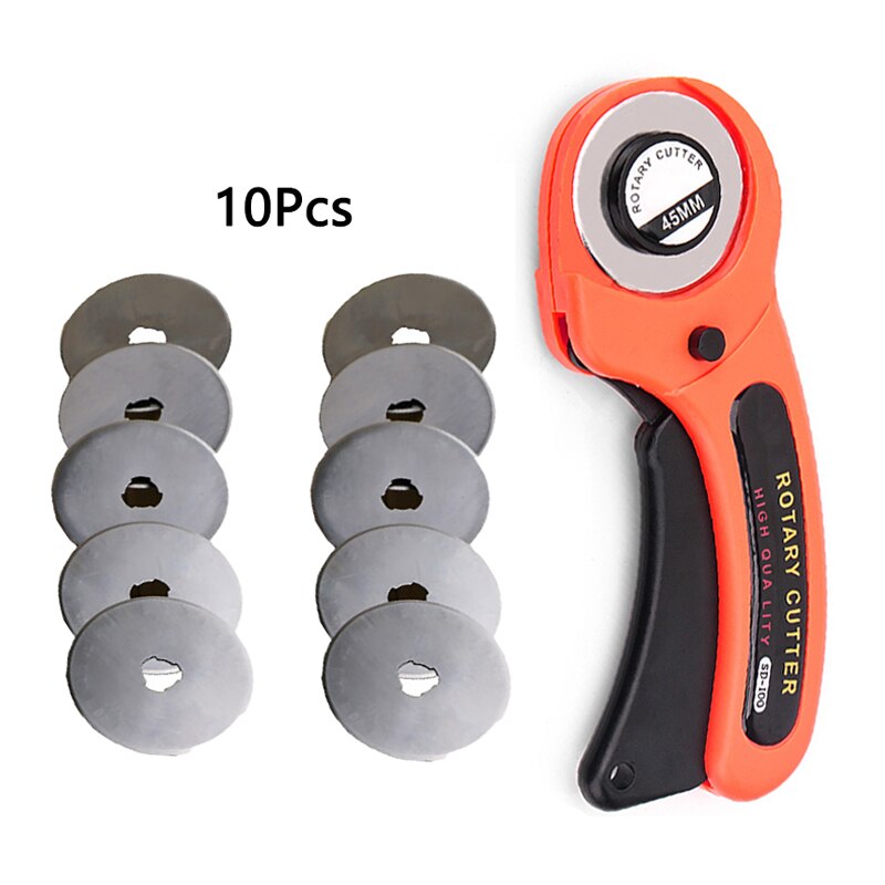 45MM Rotating wheel cloth knife leather knife paper knife round wallpaper knife hob dotted curve wavy line utility knife Cutter: Knife with 10 Blade