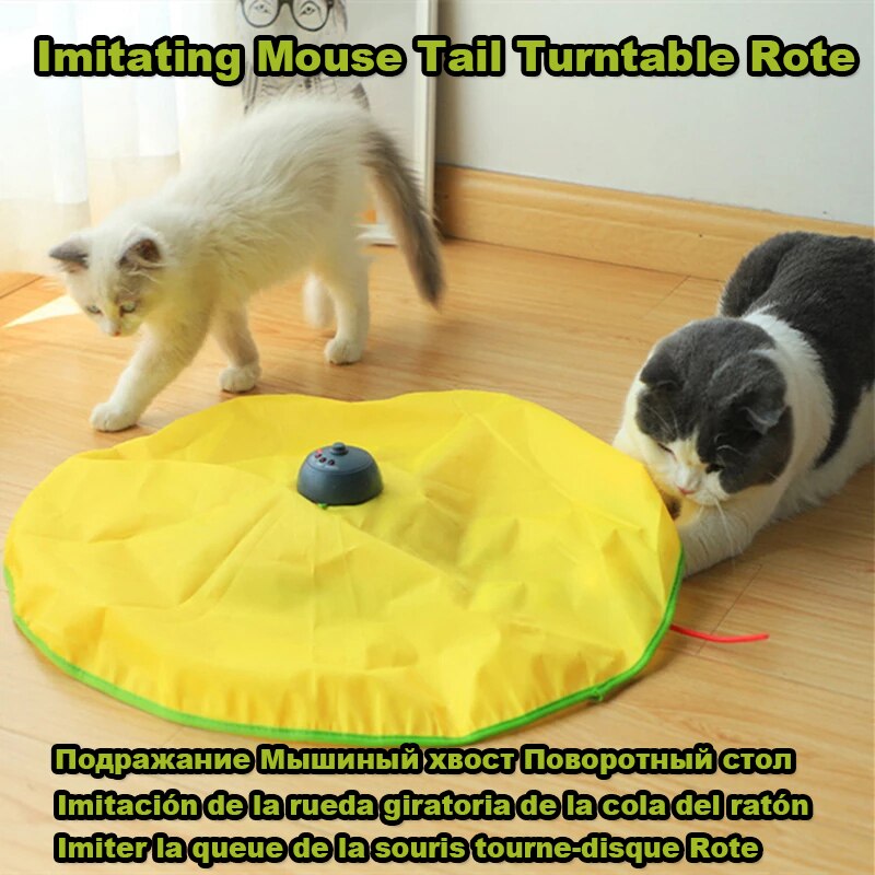 4 Speeds Smart Cat Toys Electric Motion Undercover Mouse Fabric Moving Feather Interactive Toy For Cat Kitty Automatic Pet Toy