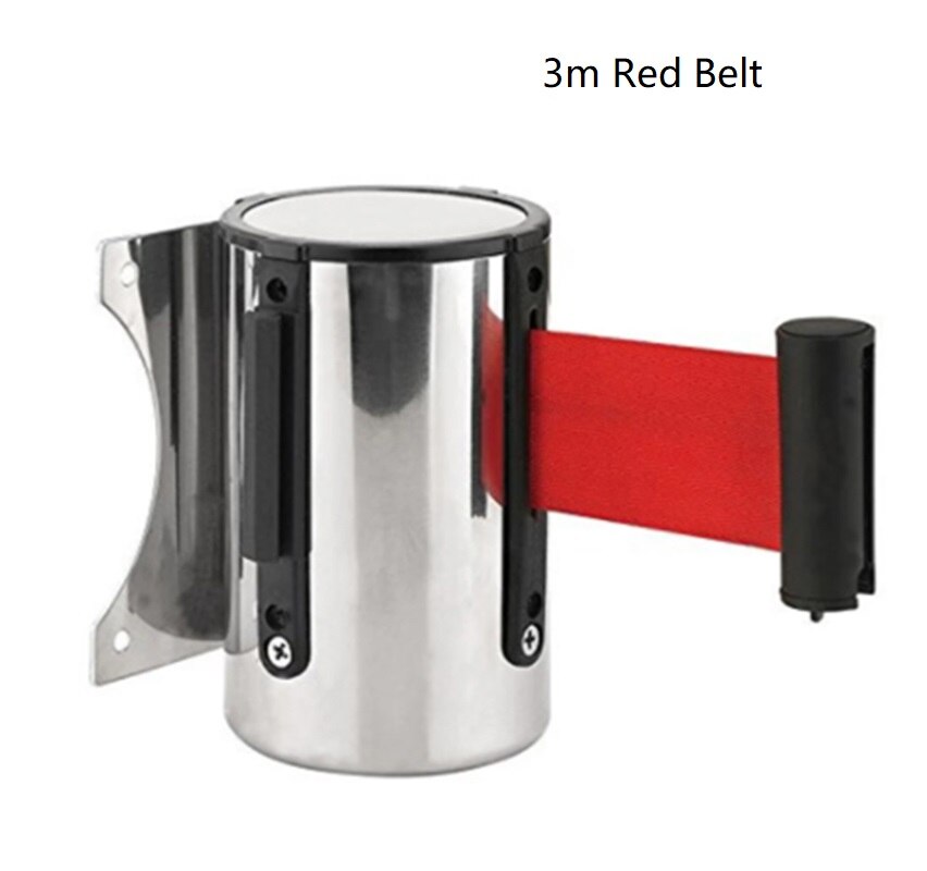 Stainless Steel Retractable Belt Wall Mount Ribbon Barrier Tape Crowd Control Outdoor Sport Stanchion Queue 2m/3M/5m