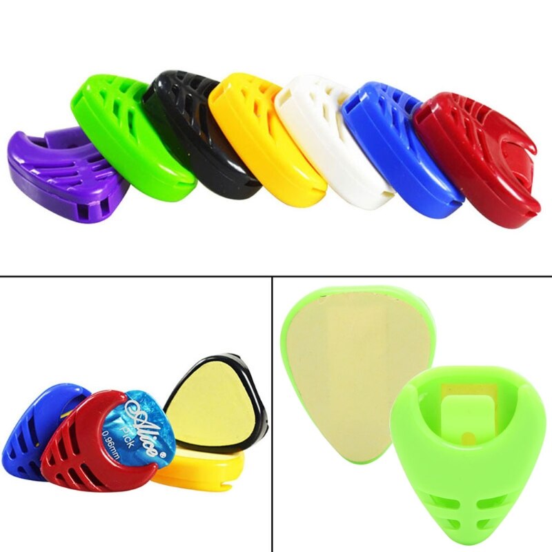 1pc bærbare plactic guitar pick plekter holder kasse boks akustisk hjerteformet