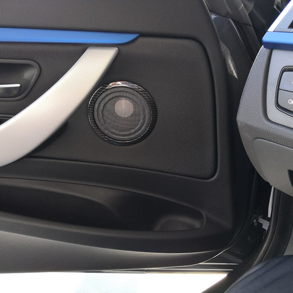 Embellecedor de marco para altavoz de puerta de coche, para BMW F30, F34, 3GT, Serie 3, color de fibra de carbono, midrange, tweeter, decoración de altavoces con tapa