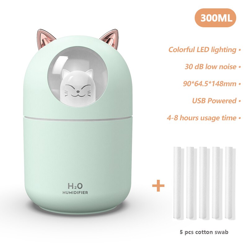 Lovely Cat Air Humidifier USB Aromatherapy Mist Maker Fogger with LED Lamp Mini Portable Ultrasonic Aroma Diffuser Air Purifier: 16