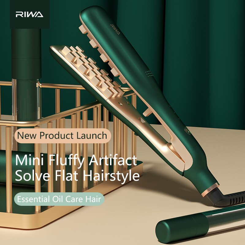 RIWA-Mini rizadores de pelo RB-8321F, herramientas de estilismo de salón, rizador de pelo con 3 engranajes, Control de temperatura, aceite esencial de hierro plano, 220V