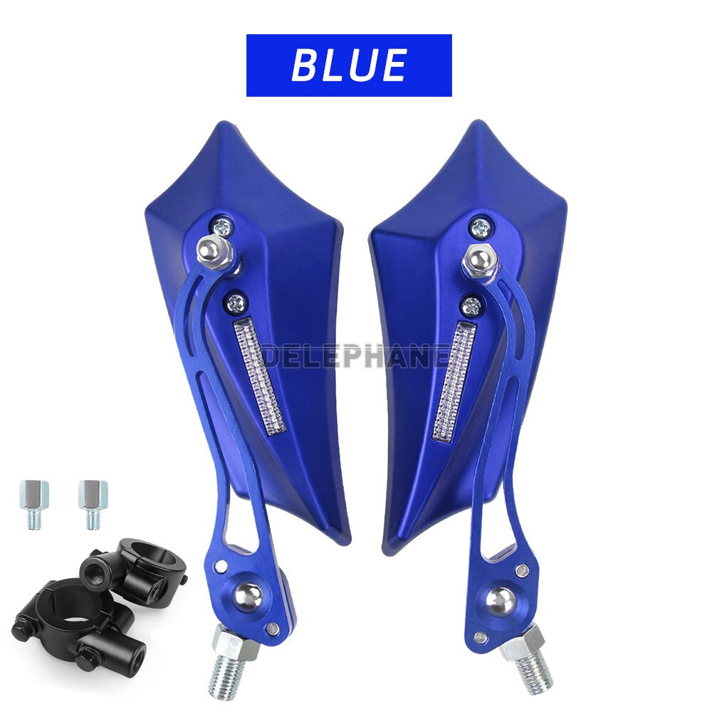 Bicycle Rearview Mirrors with 10mm Adaptor 7/8&quot; Handlebar Side Mirrors for Mountain Bike Electric Bicycle Dirt Bike Scooter Moto: Blue