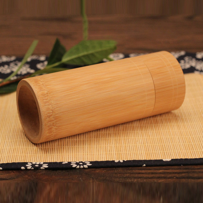 Pure Bamboo Straight Cylinder Tea Caddy Portable Tea Caddy Tea Storage Box for Home and Travel
