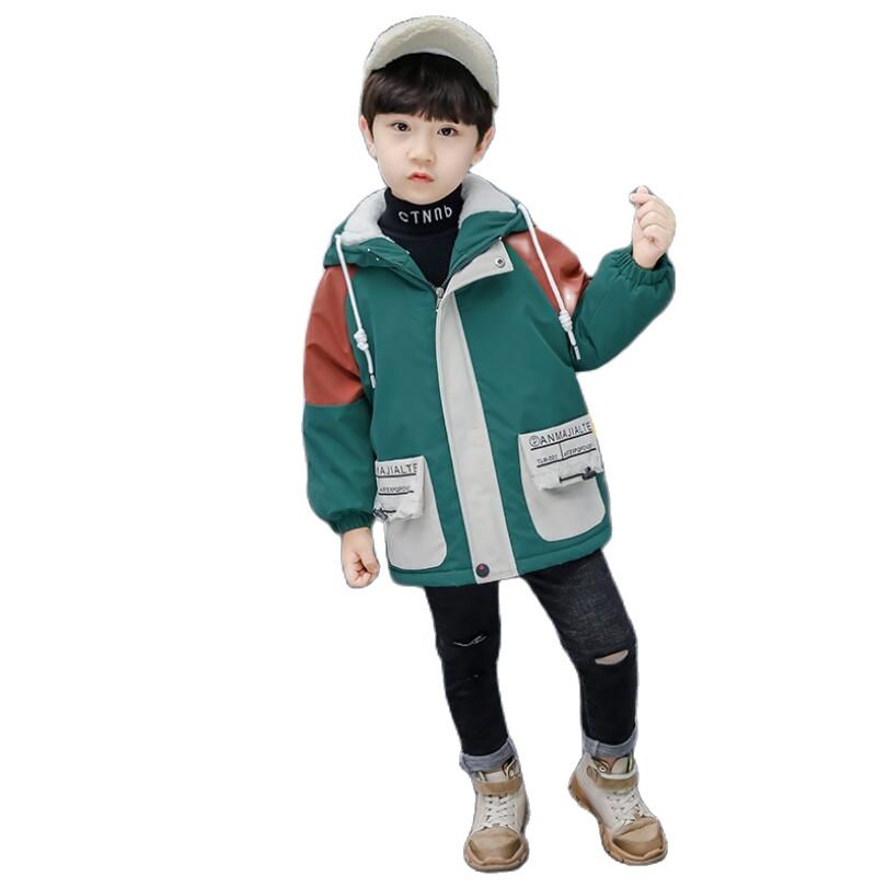 Baby Boys Clothes Winter Thicken Fleece Lining Warm Jacket Children Long Hooded Waterproof Coat Sport Windbreaker Outfit