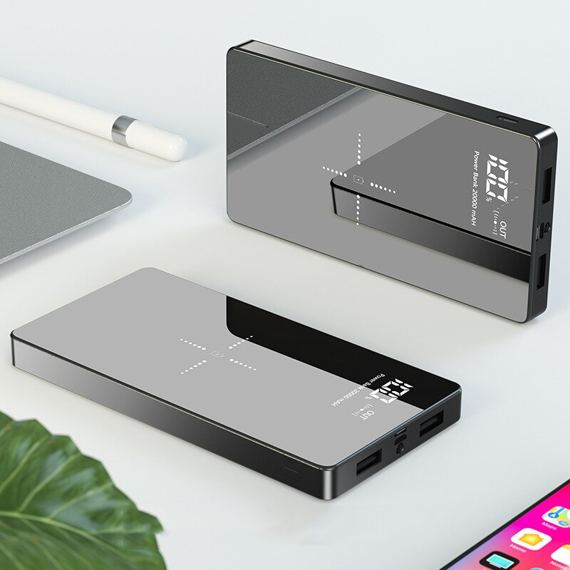 Portable Qi Wireless Charger 20000mAh Power Bank USB Type C External Battery Powerbank for iPhone 11 Samsung S8 Mobile Poverbank: Black