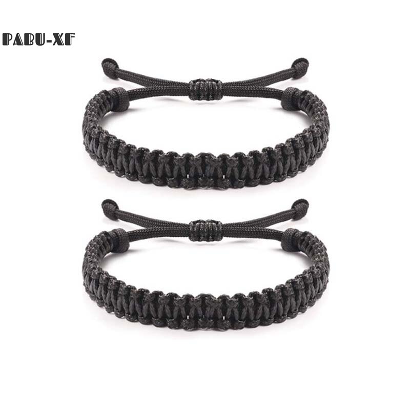 1Pcs Handgemaakte Gevlochten Unisex Vriendschap Afstand Bijpassende Bff Paracord Touw Wax String Armband
