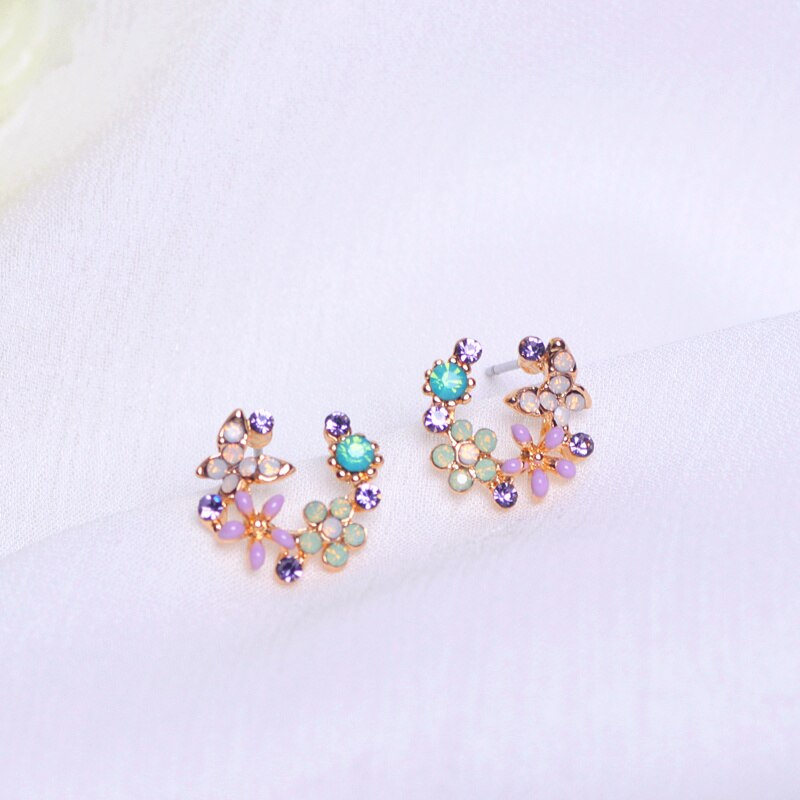 Pendientes de cristal con forma de flor para mujer y niña, aretes de estilo coreano, bisutería , de