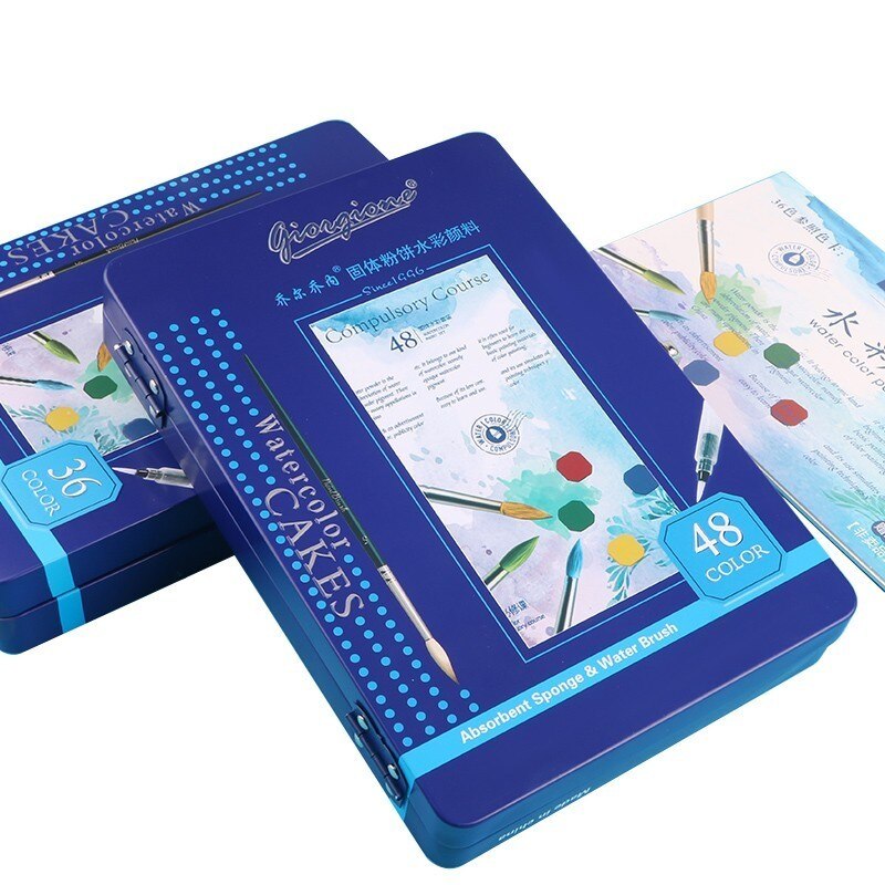 CHENYU 12/18/24/36/48Colors Solid Watercolor Paint Set With Water Brush Pen Watercolor Pigment For Draw Art Supplie