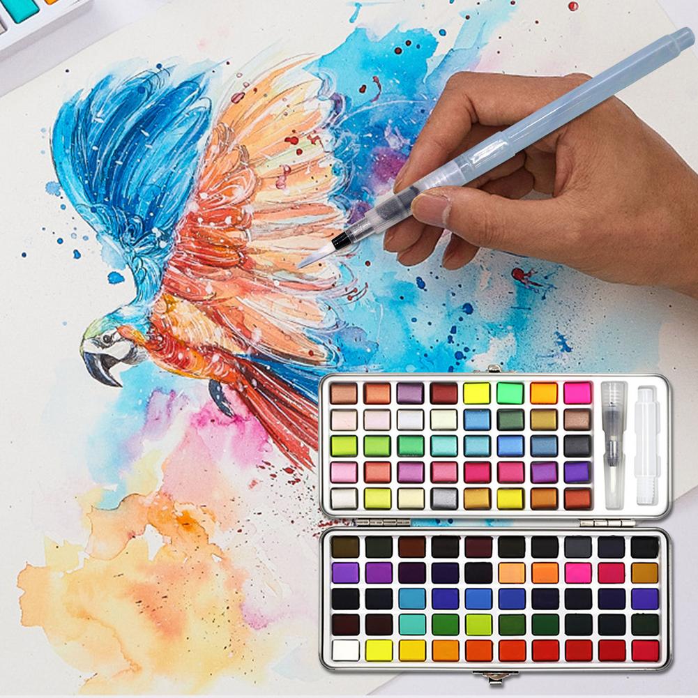Juego de acuarelas fluorescentes metalizadas, pintura de acuarela con purpurina para dibujar, suministros de pintura artística, suministros de arte, 90 colores