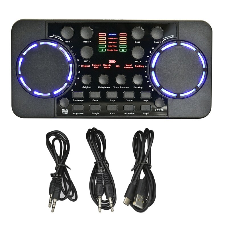 Tarjeta de sonido V300 PRO, 10 efectos de sonido, Bluetooth, reducción de ruido, mezcladores de Audio, Micrófono, Control de voz para teléfono y PC: Default Title