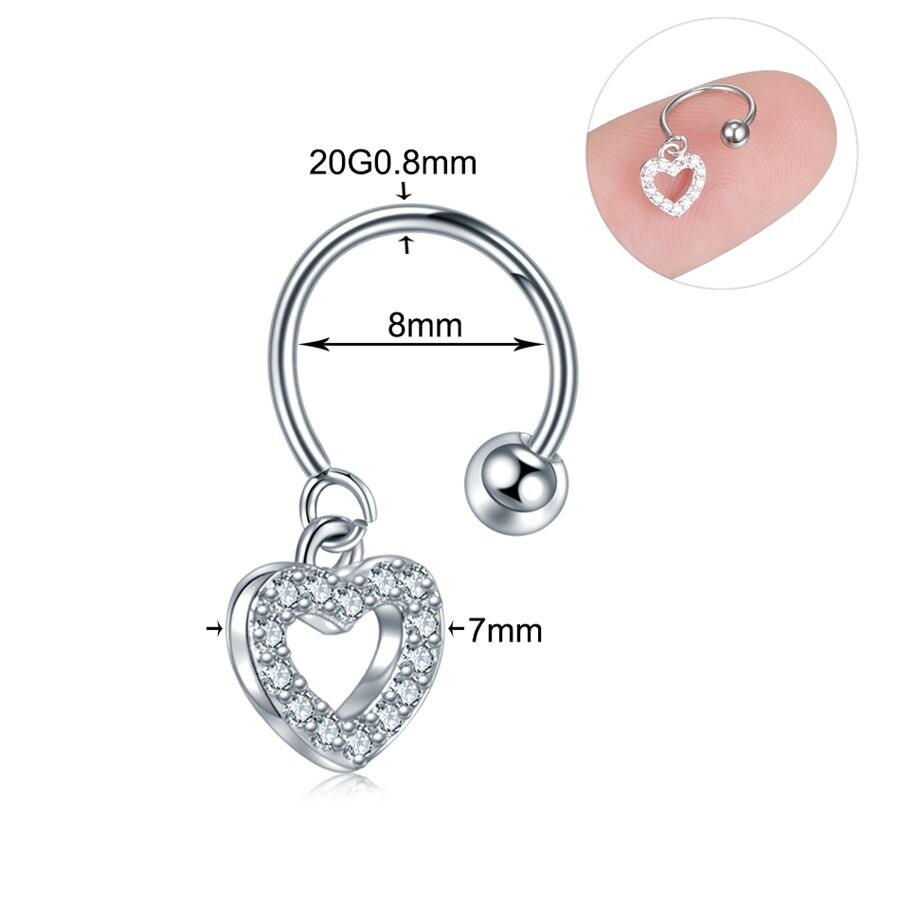 1 PC Staal Dangle CZ Kraakbeen Hoepel Met Messing Crown Hart Hanger Roek Tragus Kwab Helix Lip Oor Piercings sieraden 20G: Style6