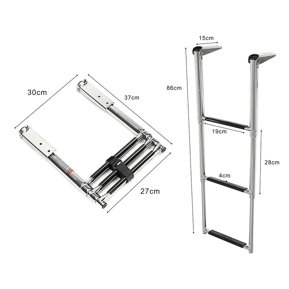 3 Step Stainless Steel Telescoping Marine Boat Ladder Swim Step Over Platform